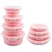 Beeptrum Pieghevole Contenitori per Alimenti Silicone Scatole bento Lunch Bento Box, Portatile, Salvaspazio, Adatto al Microonde, lavastoviglie e Congelatore, 4 Pcs Rotondo (Rosa)