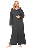 Dreams & Co. Women's Plus Size Petite Hooded Fleece Robe - 1X, Heather Charcoal Gray