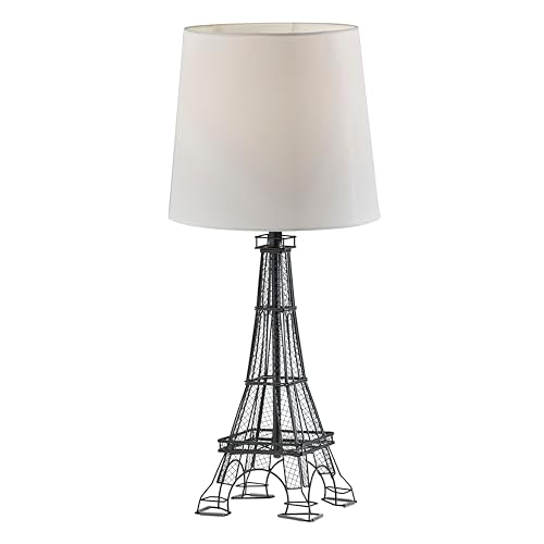 Adesso Eifel Tower Novelty Table Lamp with Fabric Shade – 3-Way Adjustable Brightness, Parisian Bedside Table, Home Office Lighting or Room Decor, 25” x 14”