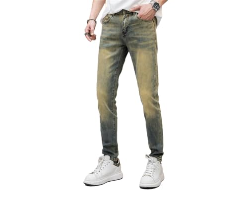 Men's Retro Worn Jeans Stretch Slim Street Trousers
