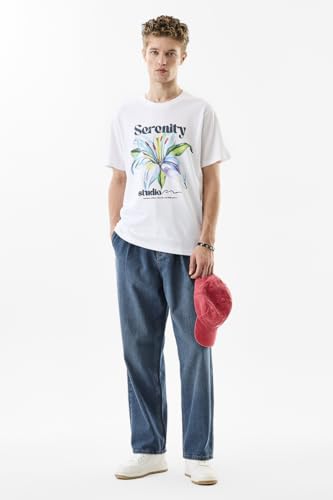 Image of SNITCH Men Jeans | Baggy Fit Wide-Leg Relaxed Style | 100% Cotton Woven Fabric with Button Closure | Casual & Street Wear for All Seasons
