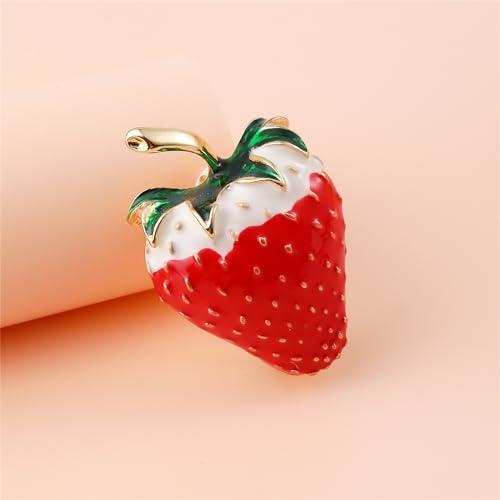 Image of WCRAZYE Red Strawberry Brooch Pin for Women Girls Cute Enamel Fruit Brooches Badges for Clothing Backpacks Bag Fashion Brooches Plant Lapel Pin Accessories Jewelry Gift