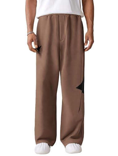 ZAFUL Men's Star Casual Pants Baggy Y2k Graphic Sweatpants Elastic Waist Straight Leg Dance Pant Track Trousers - Main Image