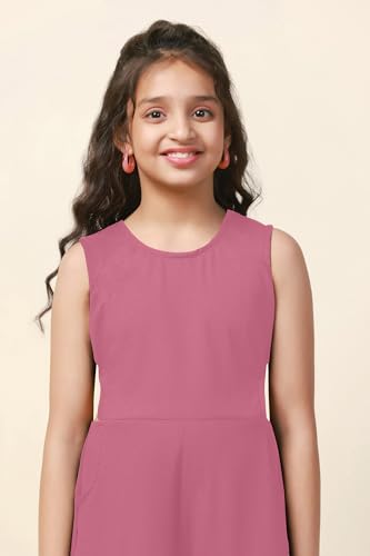 Image of Fashion Dream Girl's Ankle Length Solid Jumpsuit (FDGJMP00091 PNK 32 Pink 9-10 Yrs)