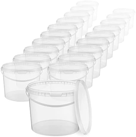Bucket with lid 1,32 GAL (5 L) Transparent 1x 5 Litres - food-safe, sturdy, airtight, leak-proof - plastic storage container, with handle - empty