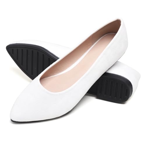 Image of Dear Time Women's Pointed Toe Ballet Flats Simple Casual Office Work Flats Slip-on Comfortable Shoes