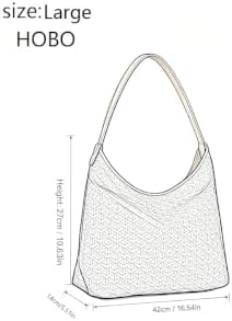 Women's Genuine Leather Hobo Bag with PVC Coated Canvas Print, Shoulder Handbag, Crossbody Purse - 5