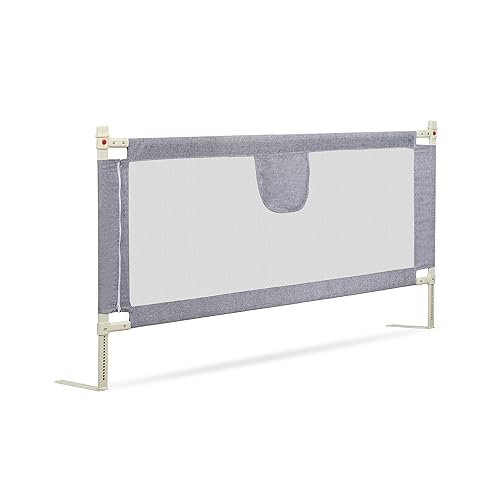 Ikodm Griglia Di Protezione Per Letto Per Bambini, 150 Cm Altezza Regolabile Da 64 A 96 Cm Protezione Contro Le Cadute Per Lettino Per Bambini Sicura Facile Da Montare Grigio