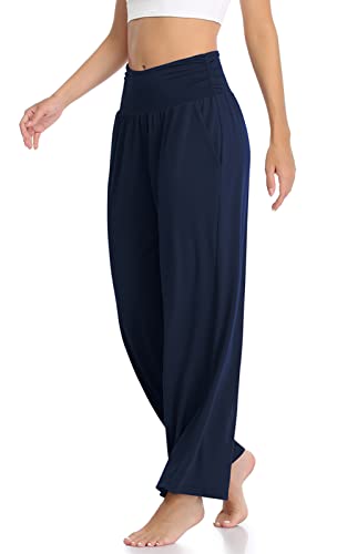 Image of TARSE Womens Wide Leg Pants Casual Loose Yoga Sweatpants Comfy Lounge Pajama Flowy Pants Pockets