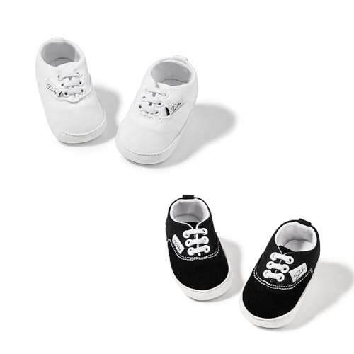 Image of Infant Baby Boys Girls Canvas Sneaker Toddler Slip On Anti Skid Newborn First Walkers Candy Shoes for 0-18 Months