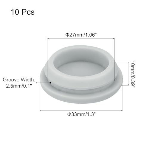 Image of MECCANIXITY 10pcs Silicone Snap in Locking Hole Plugs,27mm /1.1 Inch Mounting Diameter Narrow Groove Width 2.5mm Panel Seal Cover Round for Kitchen Bulkheads Waterproof Sealing Plugs Grey