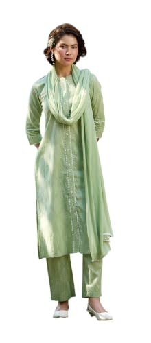 Image of Khushal K Women Ethnic Motifs Printed Regular Pure Cotton Kurta with Palazzo & with Dupatta