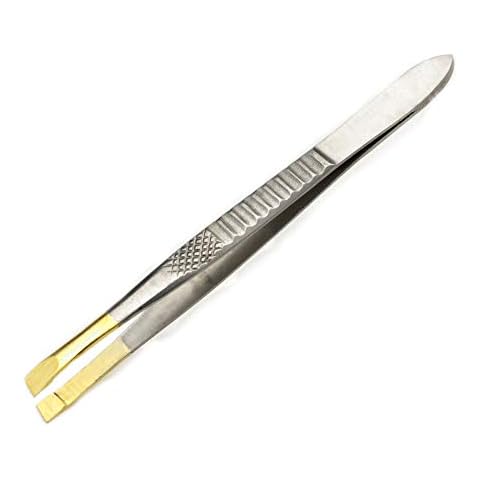 Lightweight Hollow Hair Plucking Tweezers Hair Removing Tweezers -Slant Gold Tip Cover