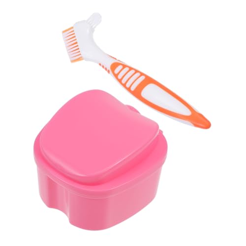 Gogogmee Holder Storage Box Kit Cleaning Brush for Home Use Portable Mini Dentures Box