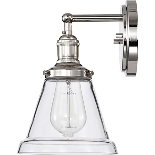 Image of Nuvo Lighting 60 /5412 Vintage Incandescent One Light Wall Sconce Clear Glass with Step Polished Nickel
