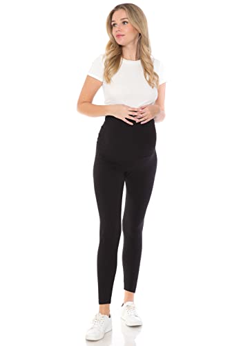 Leggings Depot MT10SOLID-BLACK-XL Women'S Maternity Leggings Over The Belly Pregnancy Casual Yoga Tights thumb #6