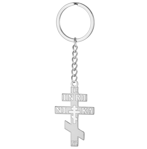 EUEAVAN Russian Orthodox Cross Keychain IC XC NIKA Eastern Cross