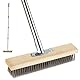 Drahtbesen zur Moosentfernung mit Stiel, Robust und Langlebig Stahldrahtbesen mit Teleskopstiel 160cm, Robuste Drahtbürste Metallbesen für Deck, Garten, Dusche, Wand, Wand und Terrasse (Edelstahl)