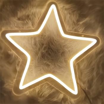 SEER Neon Star Sign, Warm White Star, m Size, Plastic Material, Perfect for Home Decor, Birthday, Party, Special Occasions