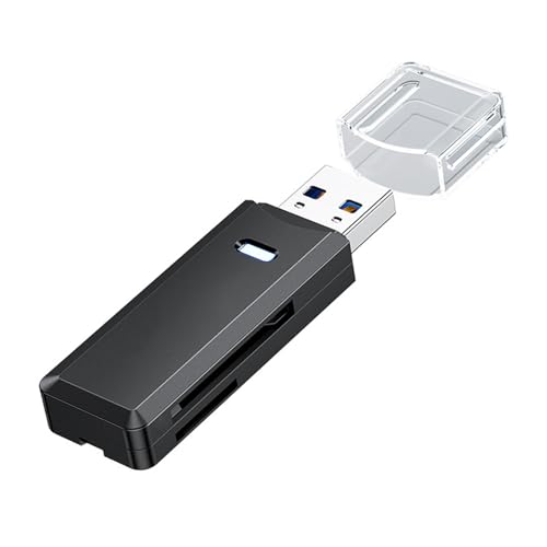 Adaptador de lector de tarjetas USB 3.0, lector de tarjetas SD de alta velocidad negro 2 en 1, compatible con SD/Micro SD/TF/SDHC/SDXC/MMC, adaptador de tarjeta de memoria externa negro compatible con