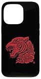Carcasa para iPhone 13 Pro Cabeza de Tigre Floral peonía Corte Papel Arte asiático