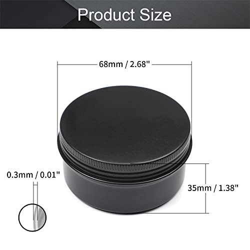 Image of Othmro 3pcs 2.7oz Metal Round Tins Aluminum Tin Cans Containers with Screw Lid, 68 * 35mm(DxH) Black tin cans for Salve, Spices, Lip Balm, Tea or Candies 80ml