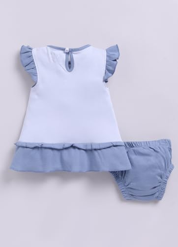 Image of Smart Baby Cotton Frock Set for Baby Girl - Stylish Soft Dress Girl in Ship Print & Frill Collar | Pack of 1