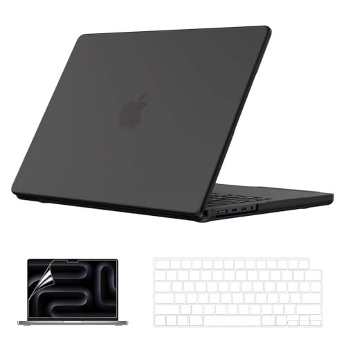 Image of EooCoo Case Compatible for MacBook Pro 14 Inch M5 2026 2025-2021 M4 M3 M2 M1 Pro /Max, A3427 A3426 A3434 A3112 A3185 A3401 A2918 A2442 A2779 A2992, Hard Case&Keyboard Cover&Screen Protector-Matte Black