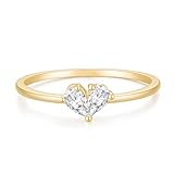 Mameloly 1.3mm 14K Gold Plated Wedding Band for Women Pear Cut CZ Dainty Stackable Heart Engagenment Promise Rings for Her Sizes 6
