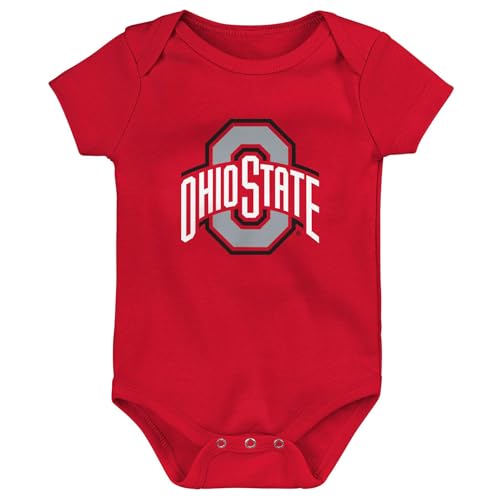 Outerstuff NCAA Officially Licensed Newborn & Infants 0-24 Months Primary Logo Creeper Bodysuit Romper (Ohio State Buckeyes - Red 0/3 Months)