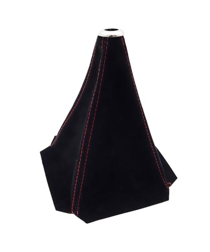 Xibao Tapa Perilla del Cambio Marchas Protector,Funda de Cuero PU para Pomo de Palanca de Cambios,Para la Mayoría de las Modificaciones de la Caja de Cambios Manual y Automática (Negro&Rojo)