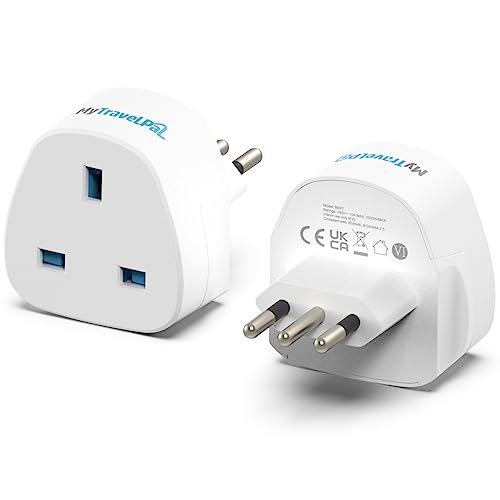 MyTravelPal UK To Italy Plug Adapter (2 Pack), black