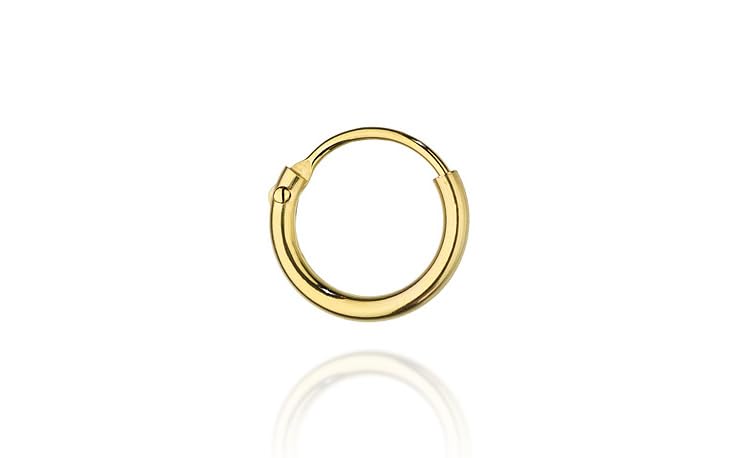 Créoles en or véritable 14 carats 10 mm bijoux dos plat MARKO