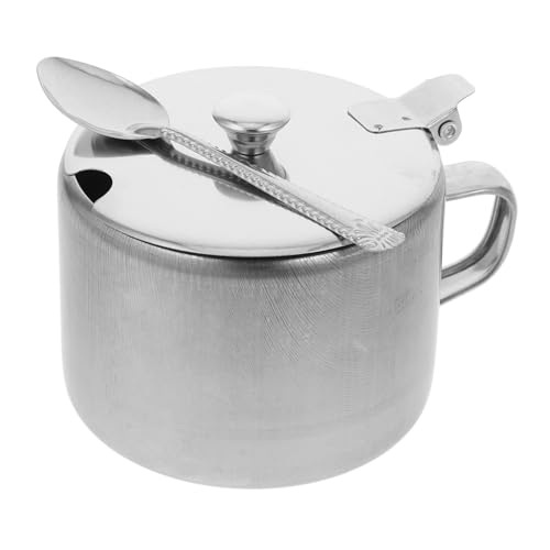 TOYANDONA Azucareros De Cocina De Acero Inoxidable Grande Con Asa, Tapa y Cuchara Dosificadora, Recipiente Multifuncional Para Condimentos y Azúcar, Portátiles Para Uso Doméstico y Restauración