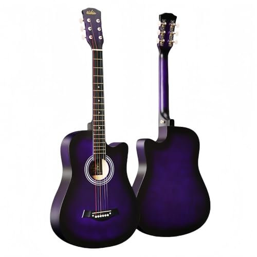 RoastMe 6文字列の38インチ女の子のためのアコースティックギタージュニアクラシックギターショー弦楽器クローズノブ正確な音質光沢のある初心者のためのキット 、すべてバスウッド (パープル)