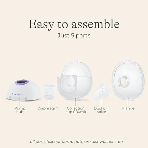 Lansinoh Discreet Duo Wearable Breast Pump, Hands Free Breast Pump, 4 Pumping Modes, 9 Levels Hospital Strength Suction, LED Display, Leak-Resistant Design, 2 Breast Flange Sizes Included: 24mm & 21mm