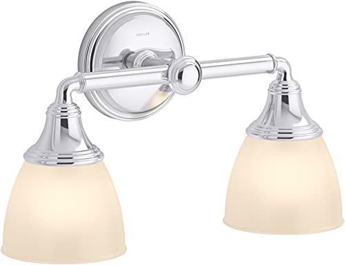 Image of Kohler Devonshire Bathroom Vanity Light Fixture, Wall Sconce Lighting, Position Facing Up or Down, UL Listed, 2 Light, Polished Chrome