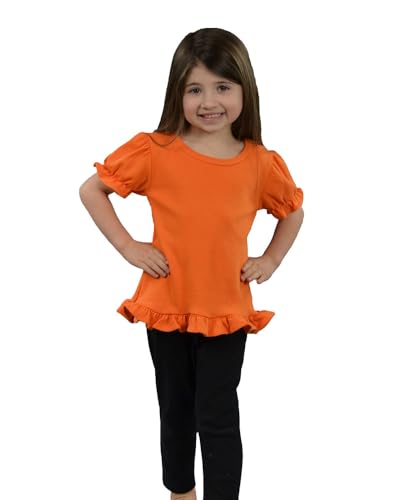 Image of Monag Kids Toddler Girls Short Sleeve Ruffle Tshirt, Blank Girls Ruffle Top, Solid Ruffle Shirts