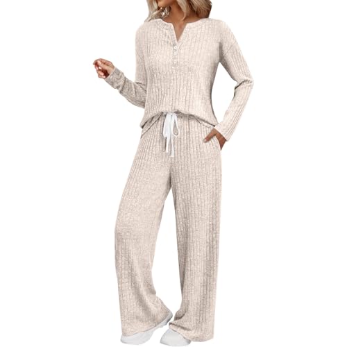 Tenue 2 pièces femme pull tricoté et pantalon large pour le homewear chic