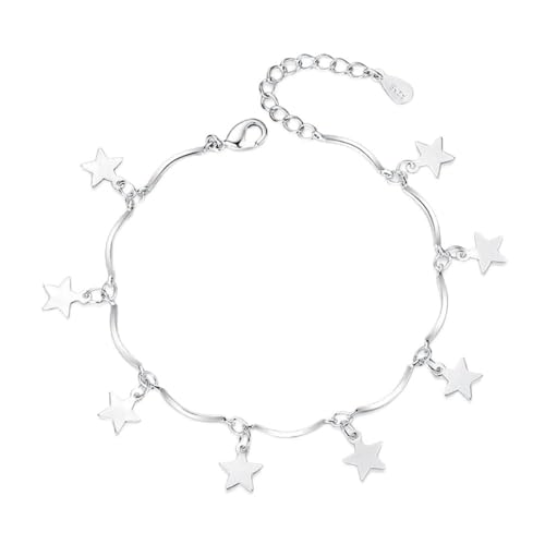 Pulsera de estrella para mujer con borla elegante de plata
