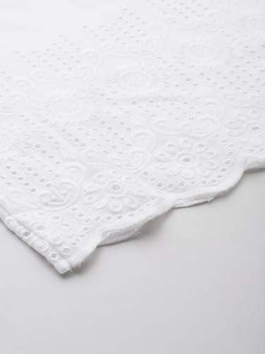 Image of feranoid White Chicken Embroidred Cotton Regular Fit Palazzo