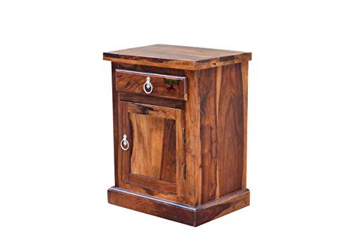 Image of Sheesham Solid Wood Bed Side Table (Finish Color - Natural Brown)