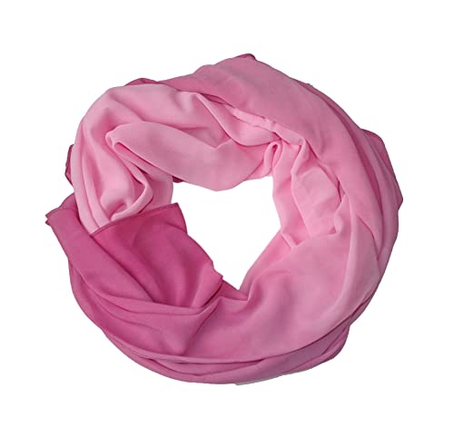 Pink long soft chiffon scarf sheer wrap in shades of light pink to a darker pink ombre color. 68 inches long.4