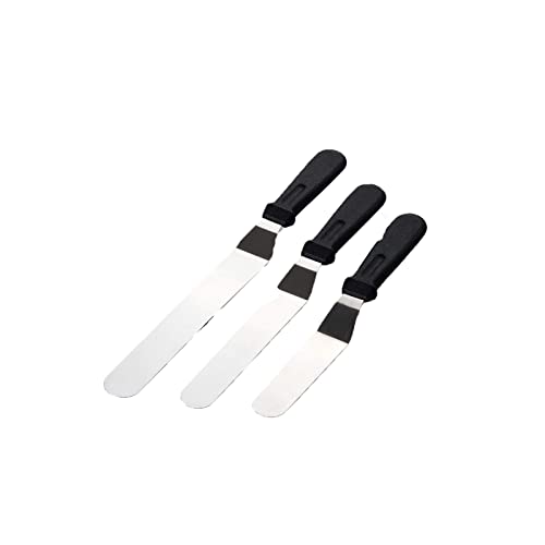 Cake Baking Accessories Icing Spatula 3 Pack 6 Inch 8 Inch 10 Baking Tool Stainless Steel Cake Spatula 3 Piece Set Of Flower (Black, One Size)
