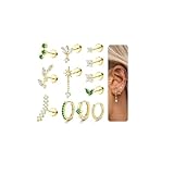 MILACOLATO 12 Pièces Piercing Oreille Boucles D'oreilles Pour Femmes Plaqué Or 14K Argent Helix Cartilage Tragus Conch Acier Inoxydable Chirurgical Petits Piercing Oreilles Ensemble de Bijoux Femmefgg