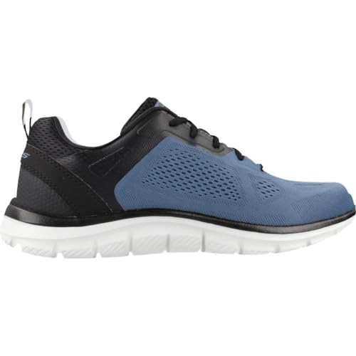 Image of Skechers Men's Track BroaderTrainers, Blue Mesh Pu Black Trim, 9 US