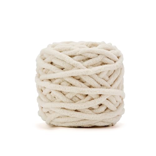 Image of INNDUN Blanket Yarn 100g /3.5oz - Beige Chenille Yarn 6 Super Bulky - 72 Yards - Knitting, Crocheting & Crafts Chunky Yarn