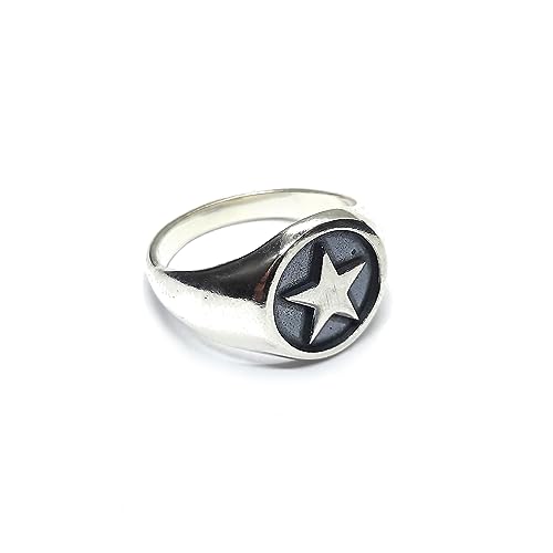 Bague pour homme en argent 925 véritable avec étoile ciselée de haute joaillerie