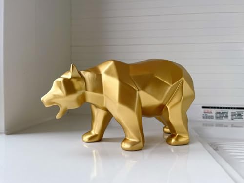 Escultura geométrica abstracta oso decorativo dorado miniatura 4