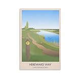 WLQZFRWV Hereward Way Wanderstrecken-Poster, Leinwand-Poster, Wandkunst, Dekordruck, Bild Gemälde für Wohnzimmer, Schlafzimmer, Dekoration, 60 x 90 cm